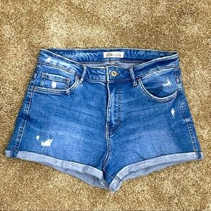 Zara Trafaluc Authentic Denim Jean Short Size 8 distressed